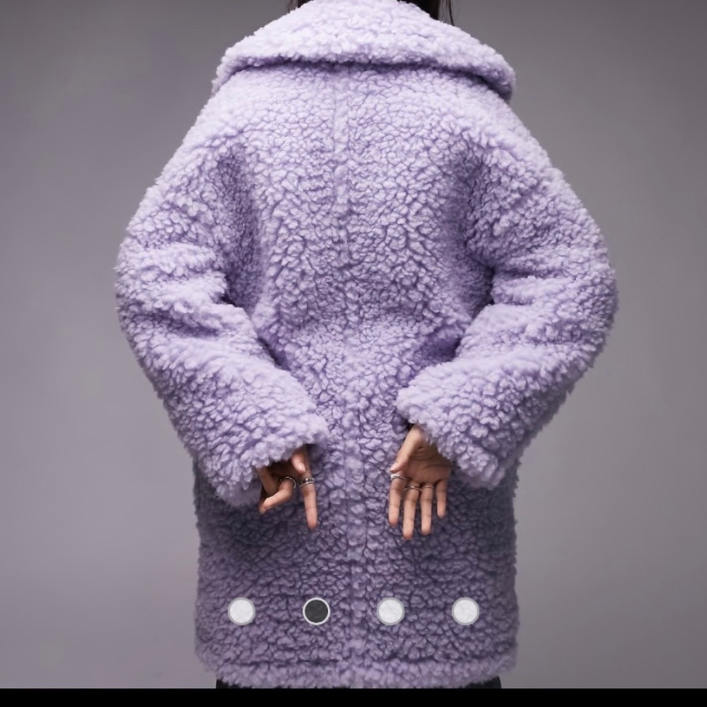 TopShop NWT Chunky Borg (lilac) Coat(size 2-fits small/medium - Picture 2 of 11